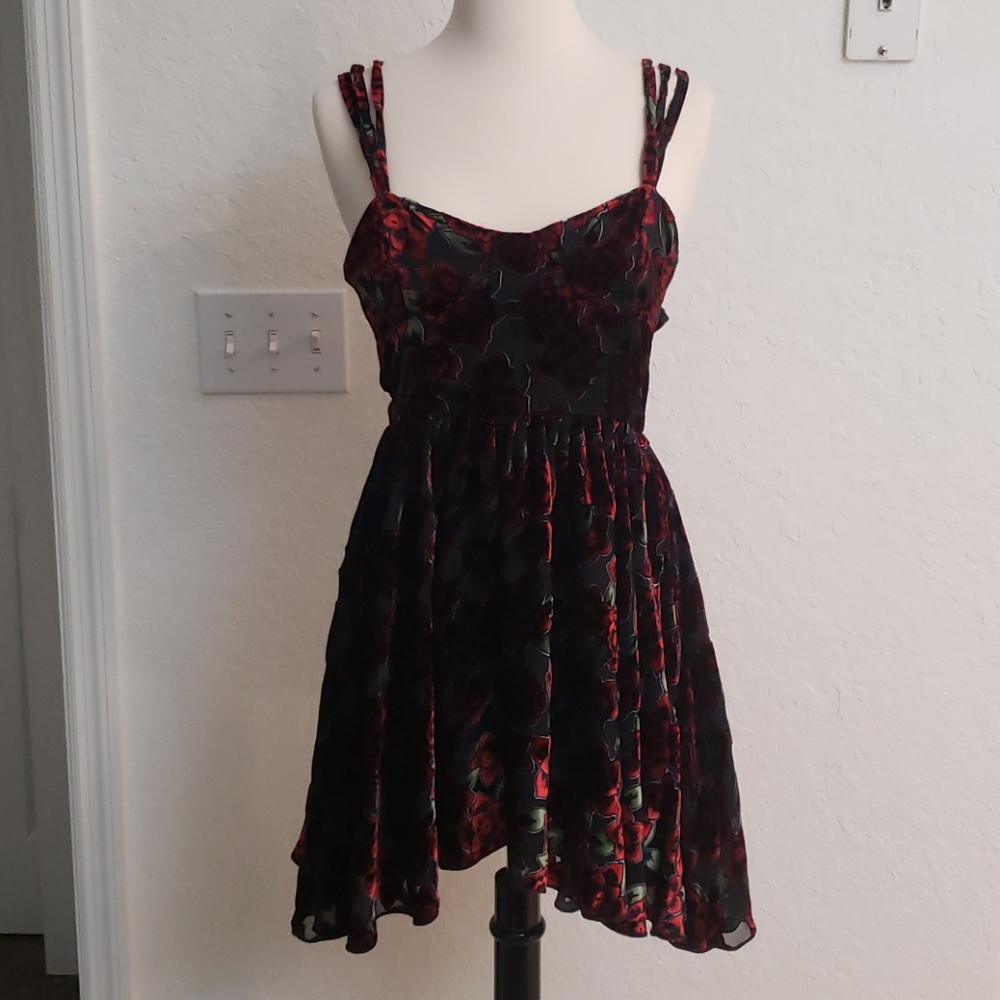 NWOT For Love and Lemons velvet mini dress XS